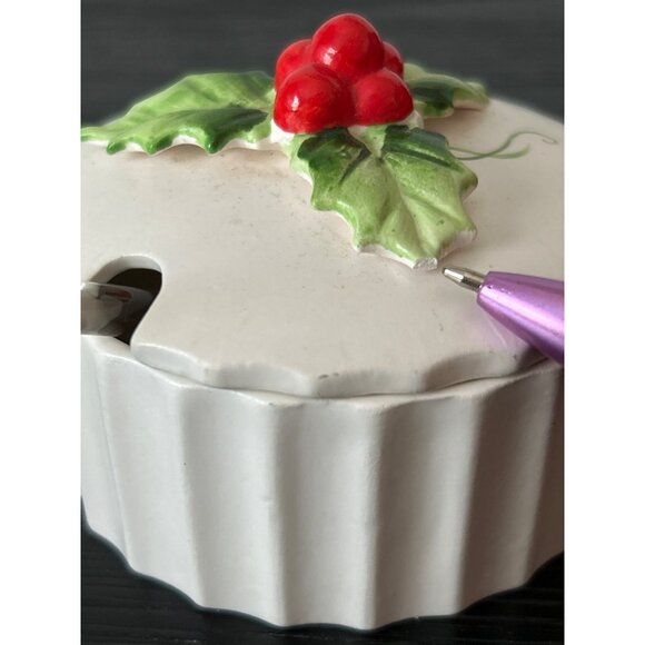 VTG 1959 HOLT HOWARD Holiday Creamer/Sugar Bowl Set Holly Berries Ribbed Design - Picture 10 of 12